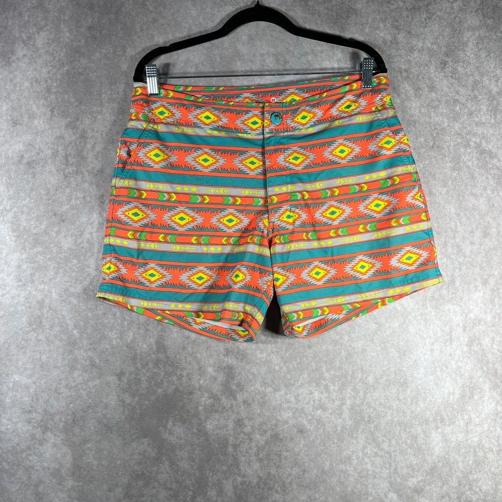 Chubbies Neon Aztec Hybrid Board‎ Swim Shorts Mens Medium Multicolor Drawstring